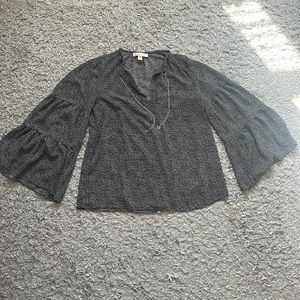 MICHAEL Michael Kors Houndstooth Bell Sleeve Blouse
